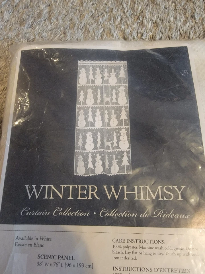 Pareja de nieve de encaje Heritage, Winter Whimsey - Cortina de Navidad 38" W x 76" L - NUEVO Foto 1 de 1