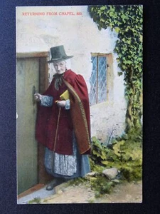 Cymru A WELSH WOMAN IN NATIONAL COSTUME RETURNING FROM CHAPEL c1905 Postcard - Picture 1 of 3