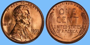 1955-S Lincoln Grano Centesimo Penny ~ FDC Non Circolata ~ Moneta 1c da Collezione - Foto 1 di 1