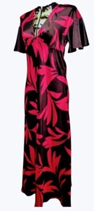 Alexander McQueen Maxi Silk Dress Black And Red Size UK 8 To 10 - Picture 1 of 12