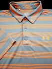 Under Armour Golf Polo Shirt -Xxl- Gray Neon Orange Stripe Poly Performance