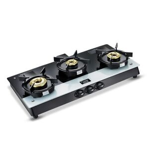 Prestige Svachh Duo Glass Top Liftable 3 Burner Gas Stove Pan Support Cooktop