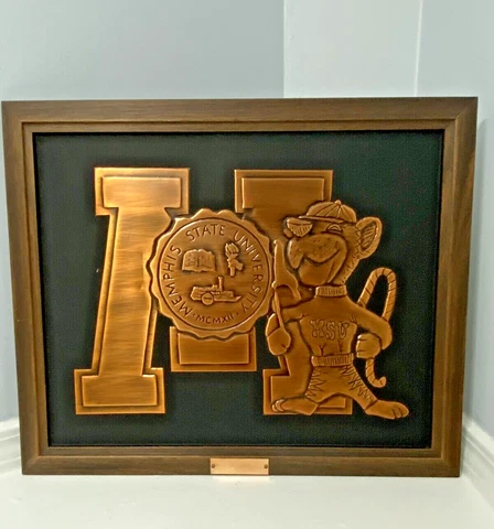 Vintage Memphis State University Tigers Wall Plaque Copper Embossed Finish 18x22 Cover
