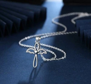 Heart Angel Wing Cross Silver Pave Cubic Zirconia Pendant Chain Necklace - Picture 1 of 3