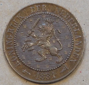 Netherlands 1881 2+1/2 Cents AU-Unc As Pictured - Picture 1 of 2
