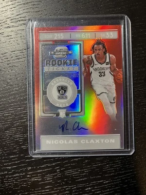2019-20 Nicolas Claxton Contenders Optic Rookie Ticket Variation Auto Red /149 - Image 1 of 2
