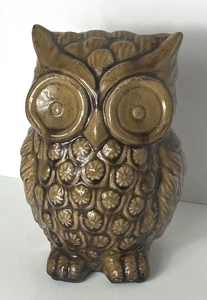 Vintage Ceramic Large 10" Brown Owl Glossy Art MCM Decor  - Picture 1 of 9