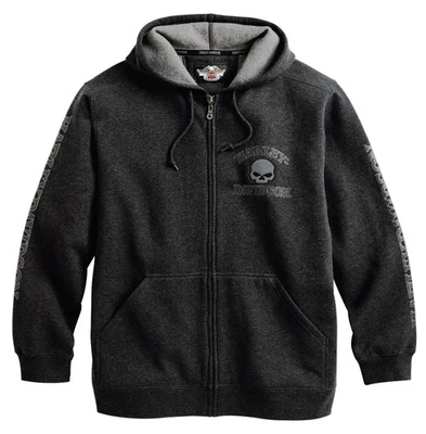 HARLEY-DAVIDSON Harley Davidson Men's Willie G Skull Zip Up Hoodie Grey 99250-25VM