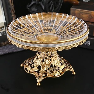 Iron metal crystal glass fruit tray home living room coffee table decoration - Picture 1 of 19