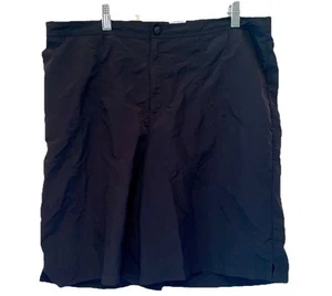 Lands End Womens Swim Shorts 14 Modest Black Lined Pocket Bermuda Bathing Nylon - Picture 1 of 9