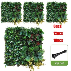 6/12/18pcs Artificial Boxwood Wall Hedge Mat Plant Panels Grass Fence In/Outdoor - Picture 1 of 10