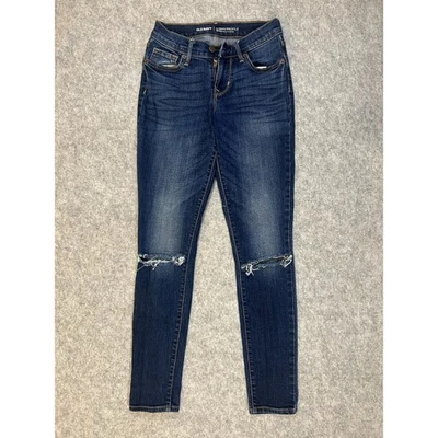 OLD NAVY Curvy Profile Mid Rise Distressed Skinny Jeans Women's Size 0 Regular - Image 1 of 4