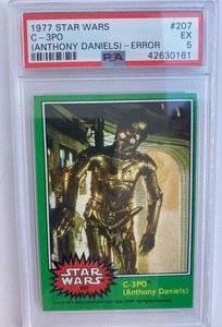 1977 Topps Star Wars #207 C-3PO Anthony Daniel Golden Rod Error Card PSA 5 EX-MT - Picture 1 of 3