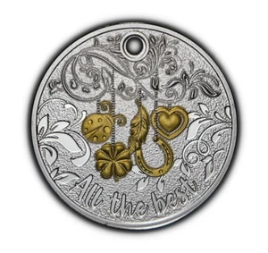 Niue 2017 $1 All the Best Key Ring Coin 8.97g Silver 925 4,000 pcs Rare COA BOX - Picture 1 of 10