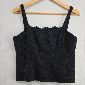Vtg Y2K Cami M Black Grunge Fairycore Dark Romantic Whimsigoth Festival Lace - Picture 1 of 11