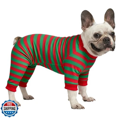 Pijama Navidad Perro Algodón Rayas Mascota Mono, Transpirable Com Foto 1 de 4