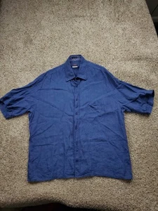 Paul & Shark Shirt Mens 2XLT Blue Linen Button Up Italy Made Lin de Normandie - Picture 1 of 11