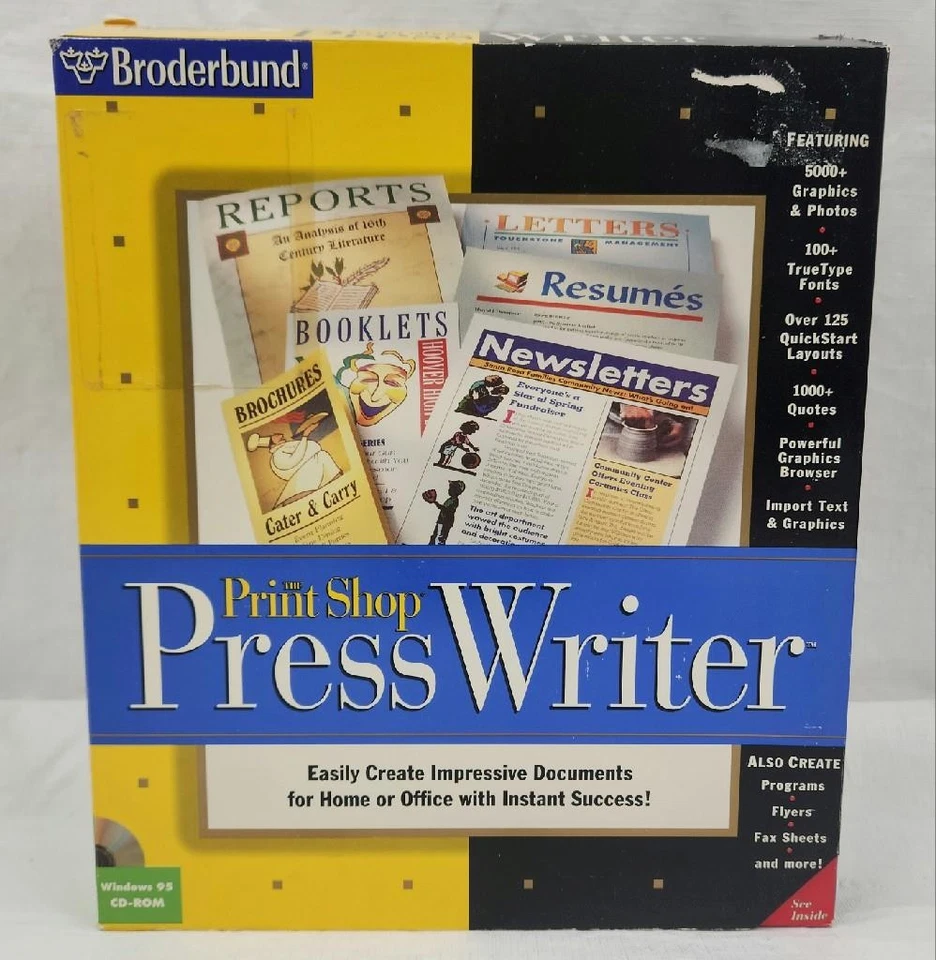 Broderbund The Print Shop Press Writer Windows 95 CD-ROM Big Box - Image 1 of 4