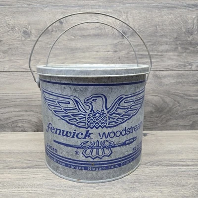 Fenwick Woodstream Fishing Galvanized Metal Minnow Bucket Floating Bait Vintage - Image 1 of 4