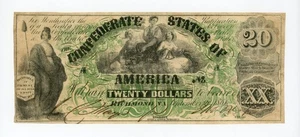 1861 T-17 $20 The Confederate States of America Note - CIVIL WAR Era - Picture 1 of 2