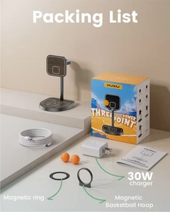 Station de Charge Sans Fil 3 en 1 X85 Bois Magnétique pour iPhone/Apple Watch/AirPods - Photo 1 sur 29