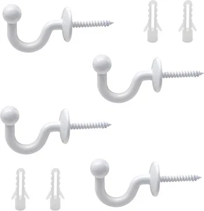4 Pezzi Gancio per Tende Tende Bianco Tende Holdback Tenda da Parete - Foto 1 di 7