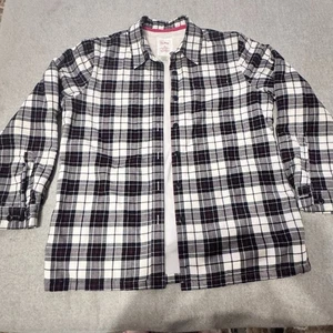 L.L Bean Sherpa Fleece gefüttert Flanell Knopf Hemd Damen L kariert Baumwolle Shacket - Bild 1 von 13