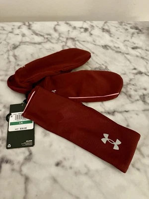 Рукавицы и оголовье Under Armour темно-бордовые большие холодное снаряжение совершенно новые с бирками! - Изображение 1 из 3