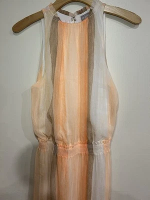 NEW Chicos Watercolor Stripe Maxi Dress Sand Size 0 - Image 1 of 4