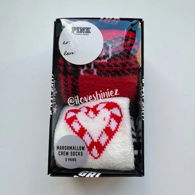 •Victoria's Secret PINK• Marshmallow Crew Socks 2-Pair Holiday Gift Set OS - Image 1 of 4