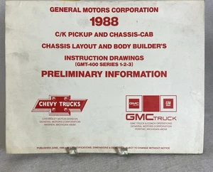 88 GMC Chevy C/K Pick Up Cab Chassis Layout & Body Builders Instruction Drawings - Bild 1 von 11