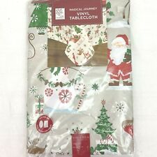 Christmas Winter Wonderland Magical Journey Santa Vinyl Tablecloth 60 x 102