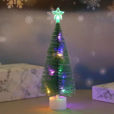 Mini Small Christmas Tree w/LED Lights Xmas Tabletop Ornaments Home Decoration - Image 1 of 4