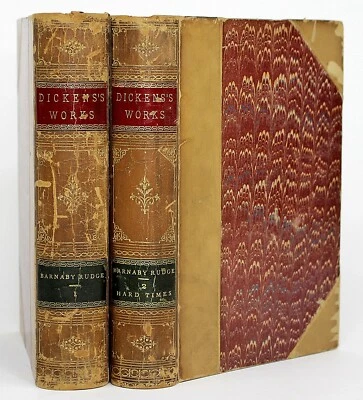Charles Dickens BARNABY RUDGE Fine Leather Bindings 1879, Engravings 2 vols - Image 1 of 4