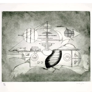 Anselmi Aquaforte Original Print Art Collectibles Design Home 70X50 Cm - Picture 1 of 1