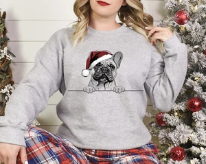 Xmas Sweater French Bulldog Christmas Sweater Xmas Jumper Xmas Sweatshirt Santa - Picture 1 of 2