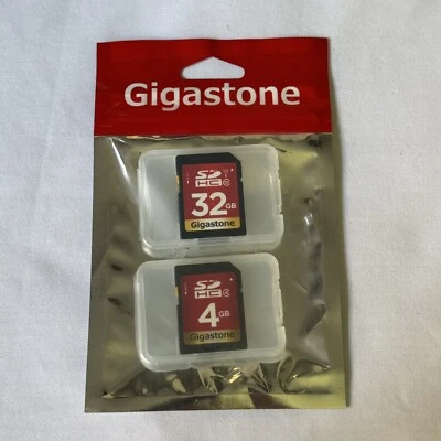 Gigastone 32GB & 4GB SD Memory Card for Cameras, Full HD Video, SDHC U1 Class 10 - Image 1 of 4