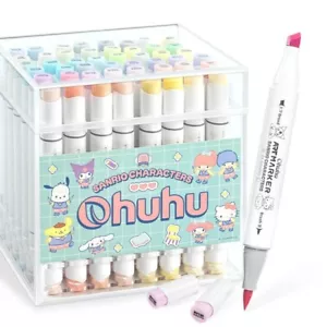 Ohuhu SANRIO 48 / 80 Colors Pastel Marker Set +1 (Blender Pen) Brush Type - Picture 1 of 11