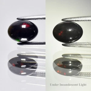 💎 0.52ct 7x5mm Oval Cabochon Natural Black Opal - Color Flash, Ethiopia Gem - Picture 1 of 6