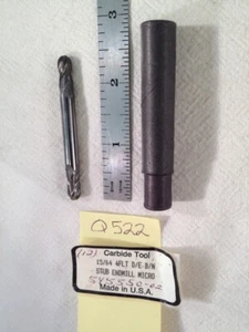 1 NEW USA 15/64" DIA. CARBIDE ENDMILL. 4 FLUTE. D.E. BALL. 1/2" LOC. (Q522) - Picture 1 of 2