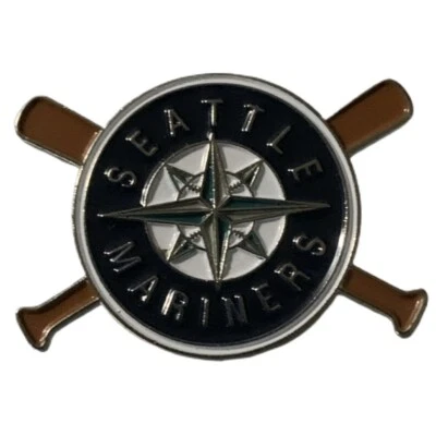 Vintage 1995 MLB Seattle Mariners Logo Crossed Bats Souvenir Pin - Image 1 of 2
