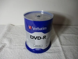 Verbatim DVD-R 100 Pack Works W/ DVD+R/-R Drives 4.7GB/16X Speed/2 hr Sealed - Picture 1 of 4
