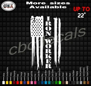 Iron Worker American Flag Vinyl Decal Sticker | Iron Worker Decals / Stickers  - Picture 1 of 2