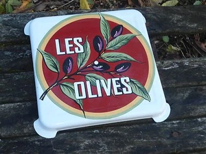 DESSOUS DE PLAT TRADITIONNEL EMAILLE Olives EMAIL VERITABLE NEUF FABR EN FRANCE - Picture 1 of 1
