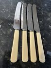 4 Faux Bone Handled Dinner Knives 24.5cm/9.5 inch Walker and Hall Sheffield VGC