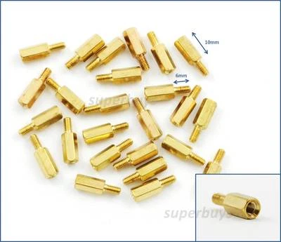 25pc 10mm M3 Male Female Brass Hex Standoff Spacer Screw Separator Stand Off PCB - image 1 of 3