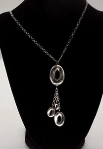 Elegante Sterling Modernist italienische verstellbare Torus Anhänger Halskette von Lina - Bild 1 von 9