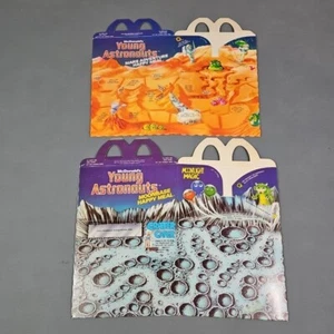 Vintage 1986 McDonalds Happy Meal Box Lot Of 2 Young Astronauts Moonbase Mars  - Picture 1 of 2