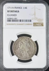 1711-A France 1/4 ECU Louis XIV - NGC XF Details Cleaned - ✪COINGIANTS✪ - Picture 1 of 2