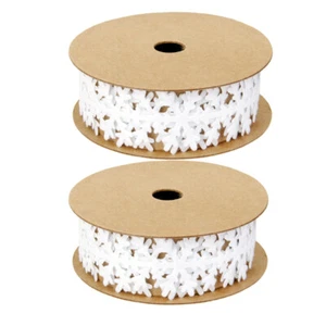 2x White Snowflake Vine Ribbon Garlands Ribbon Trim Wedding Decorative 1m - Picture 1 of 8
